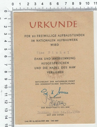 Ddr nationale front urkunde - ddr,